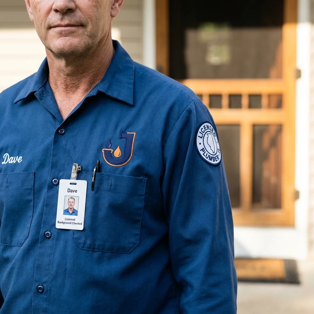 Licensed plumber showing ID badge in Loudonville, OH
