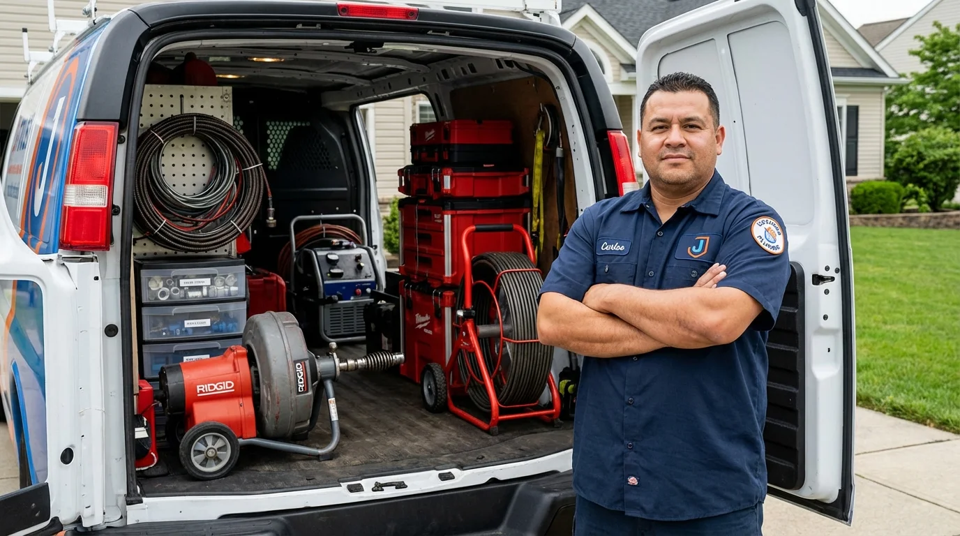 Professional drain cleaning equipment and Johns Plumbing LLC plumber in Loudonville