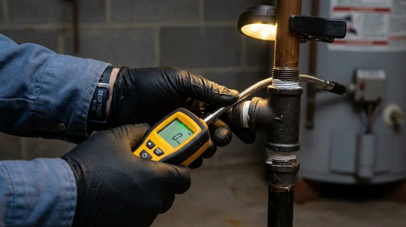 Gas leak detection with electronic sniffer by Johns Plumbing LLC in Loudonville