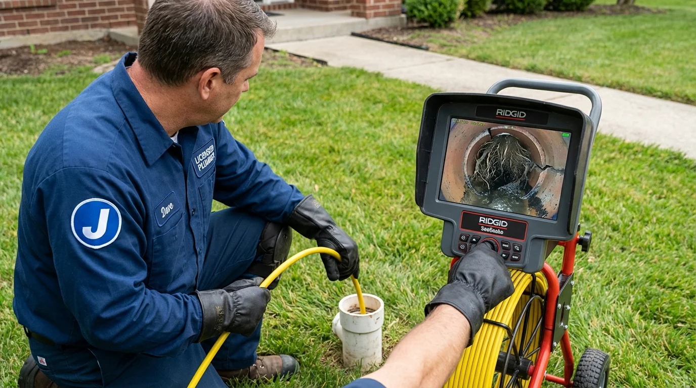 Sewer camera inspection being performed by Johns Plumbing LLC in Loudonville