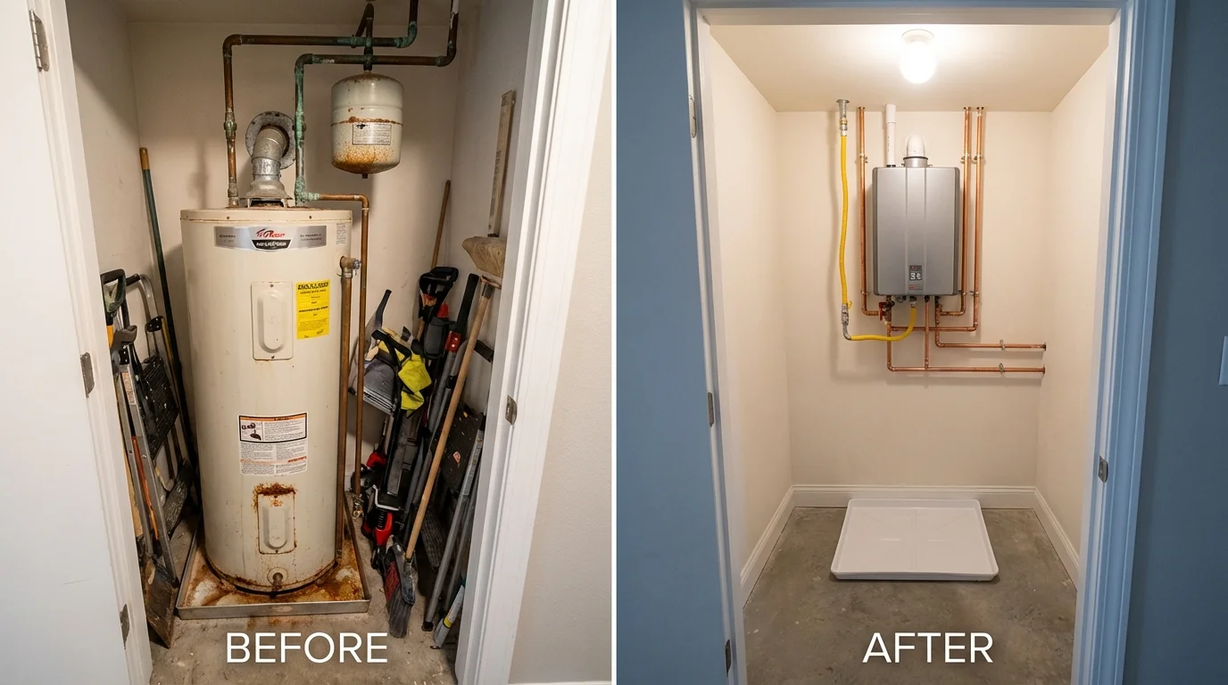 Tank water heater versus wall-mounted tankless unit comparison for Loudonville, OH homeowners
